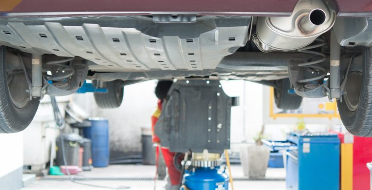 Fix a car in Garage .Blur focus.